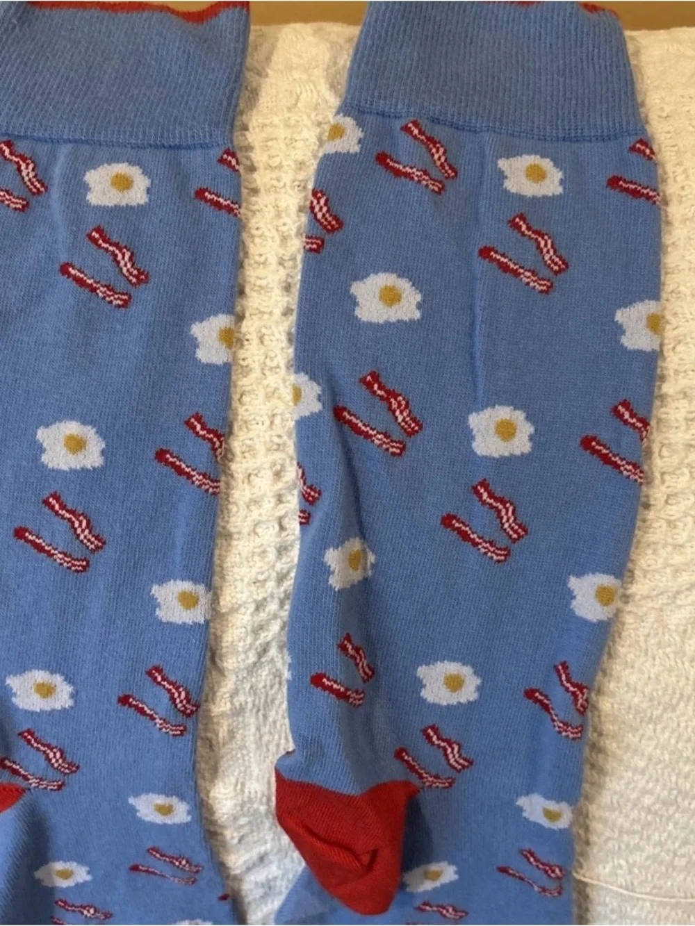 Men's Novelty Socks - Brown Coffee Cup & Blue Bacon & Egg Designs Size 9-12